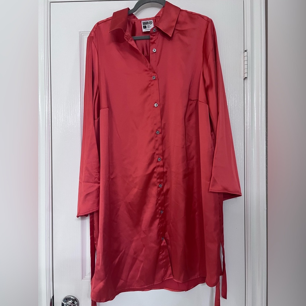 NWT- Elegant Coral Oversized Button Down